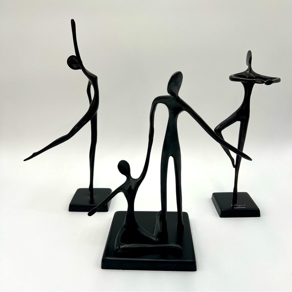 Set 3 Bodrul Khalique Metal Modernist Ballerina Statue Dancer Ballet Sculptures - Picture 1 of 5